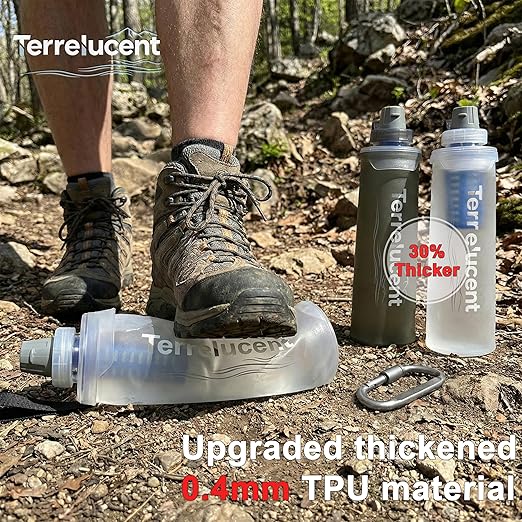 750ML Collapsible Water Bottle with Filter, Squeeze Filtered Water Bottle, BPA-Free, Dual Filtration, Ultralight Water Filter System for Hiking, Camping, Backpacking (White, 25.4 OZ)
