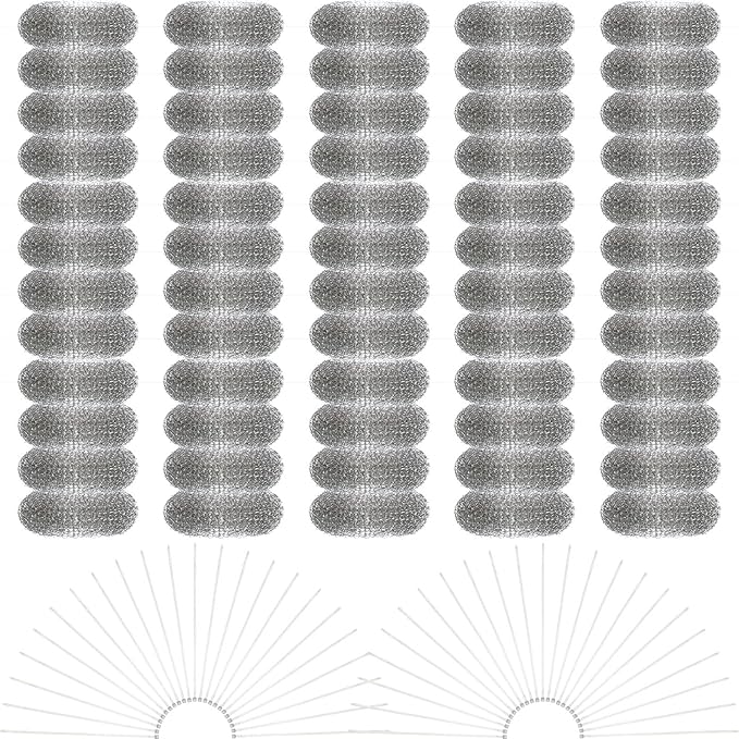 60 Pieces Washing Machine Lint Traps with 60 Cable Ties, Rust-Proof Stainless Steel Lint Traps Laundry Mesh Hose Filter Screen Catcher for Washing Machine Discharge Hoses - AquaVibe