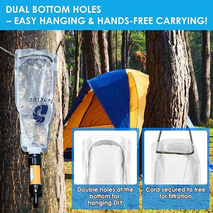 Filter Collapsible Water Bottles, 1L Canteens (32oz), Foldable Water Container for Traveling, Hiking, Camping, Backpacking - Lightweight, Reusable, Clear Design(4 Pack)