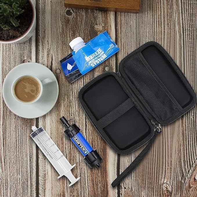 ProCase Water Filter Case for Sawyer Products Mini Water Filtration System, Hard Carrying Case Shockproof EVA Storage Case for Drinking Straw, Squeeze Pouch and Other Accessories - Black