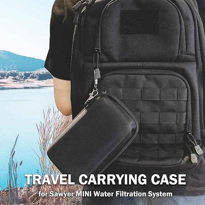 ProCase Water Filter Case for Sawyer Products Mini Water Filtration System, Hard Carrying Case Shockproof EVA Storage Case for Drinking Straw, Squeeze Pouch and Other Accessories - Black