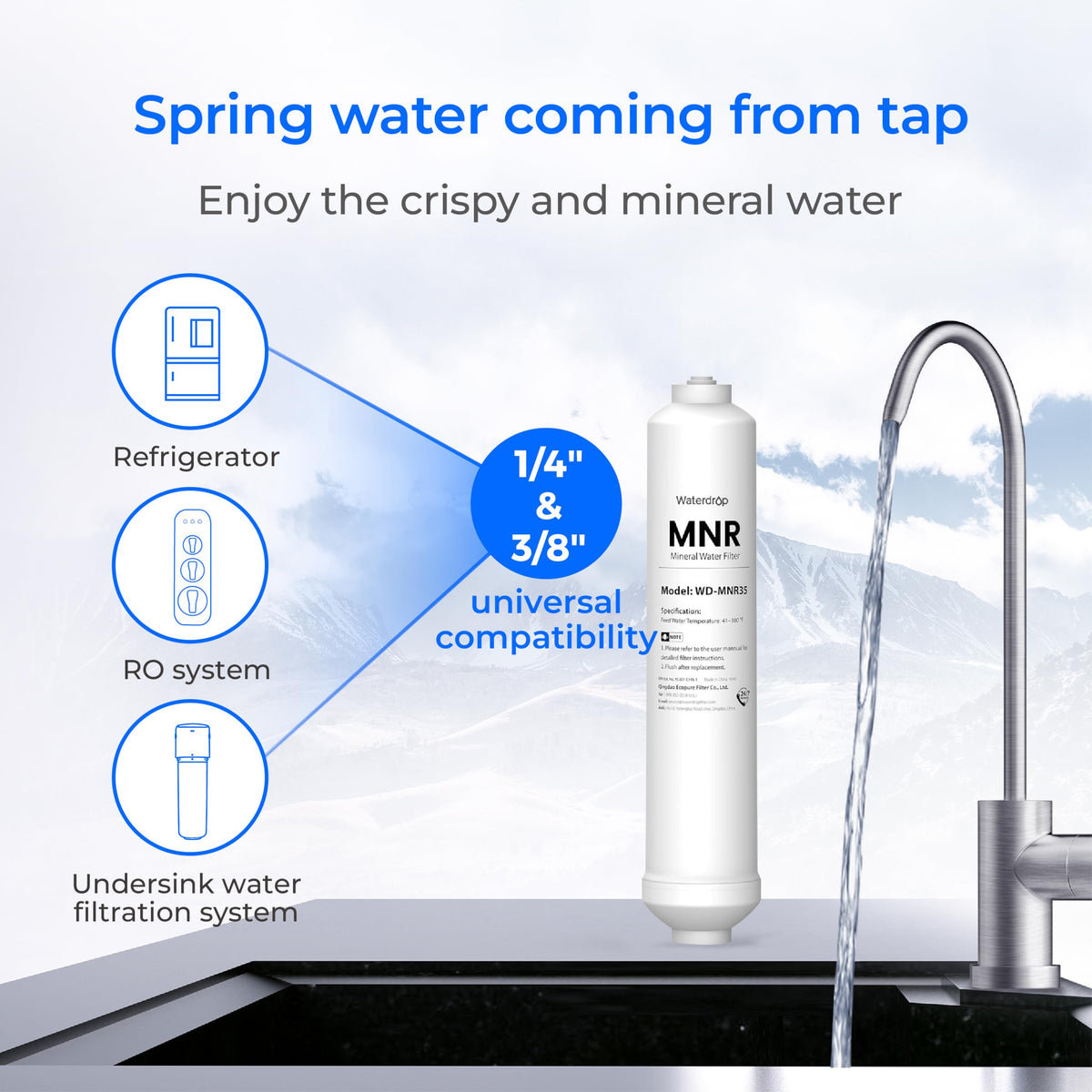 MNR35 Remineralization Filter Compatible with Undersink RO System