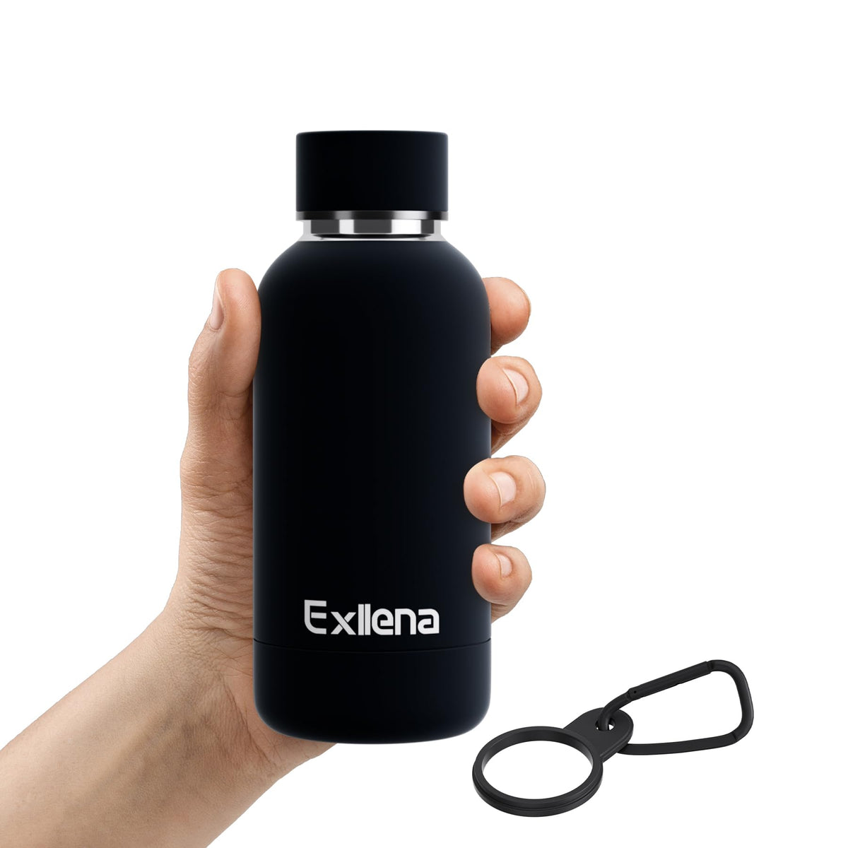 Small Water Bottle 12oz with Clip (350 ml / Black)