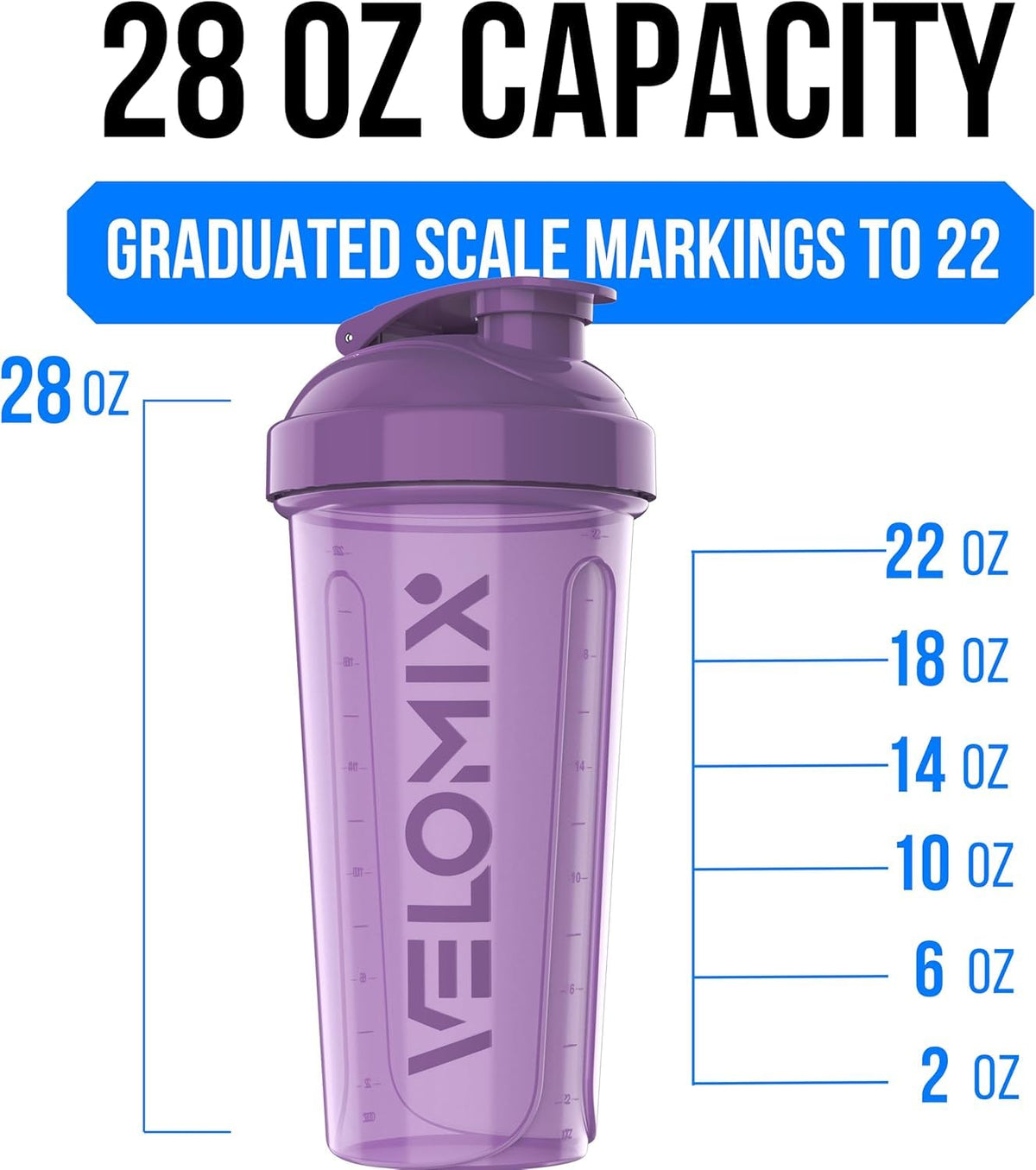 2 Pack 28oz Protein Shaker Bottle for Protein Mixes (A4) Purple / Black)