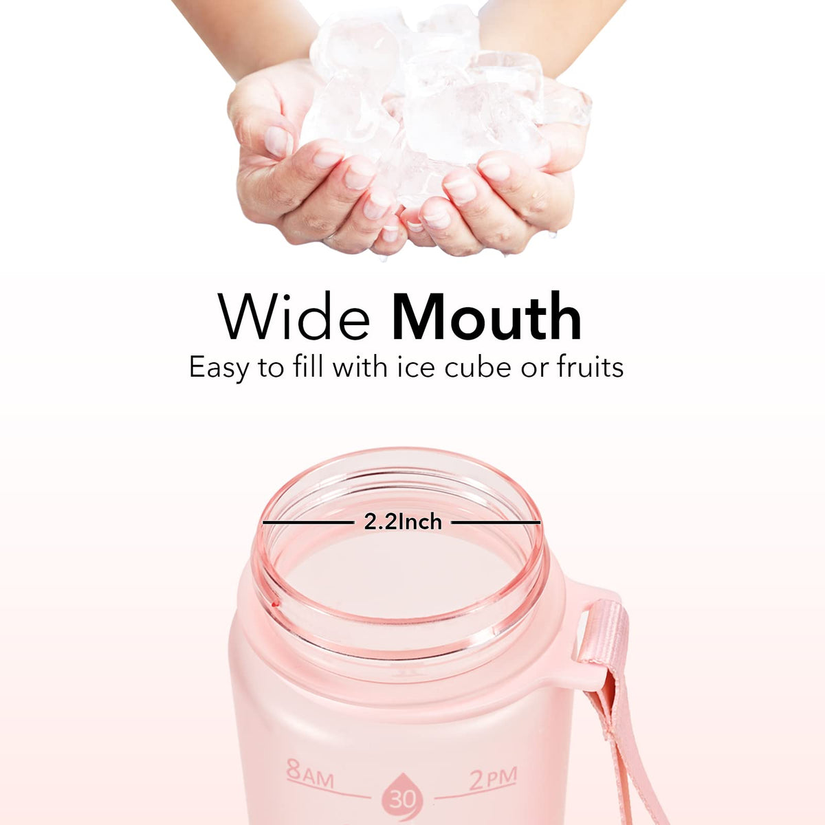 Plastic Water Bottle With Straw & Time Marker (Peach)