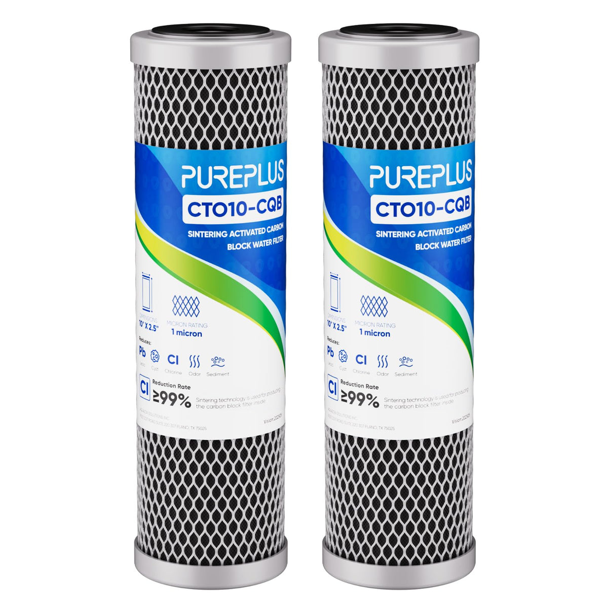 1 Micron 2.5" x 10" Whole House Lead Removal Water Filter (2 Count (Pack of 1))