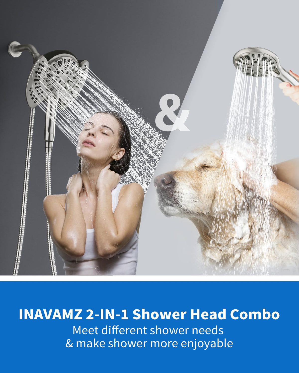 2 in 1 Shower Head with Handheld Combo High Pressure Nickel 2.5 GPM (Nickel / 2.5 GPM)