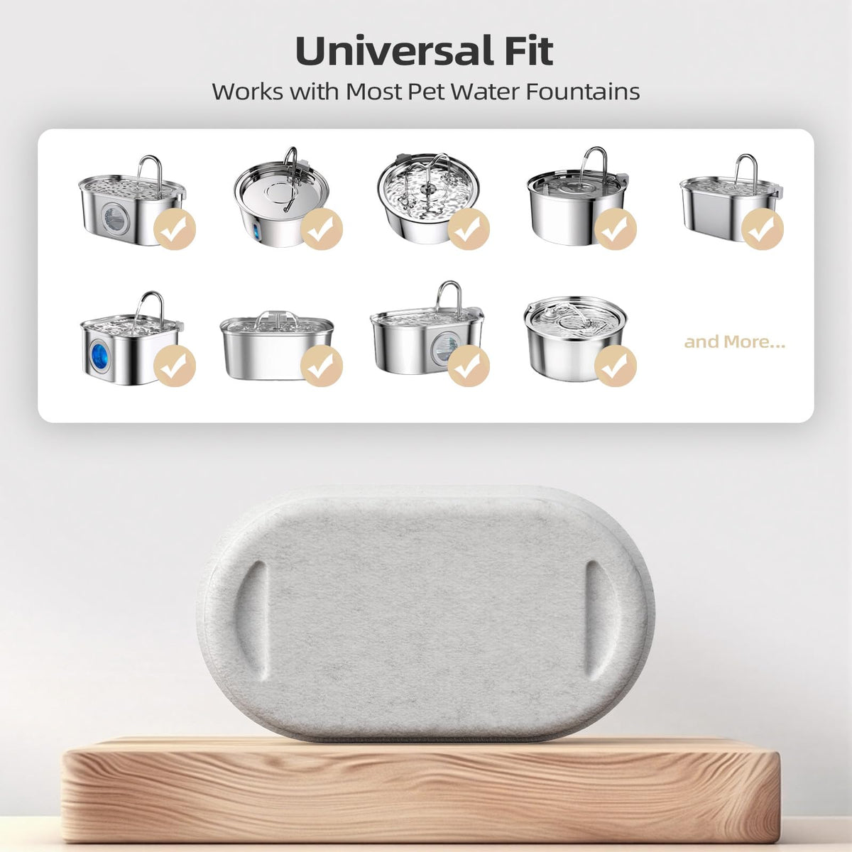 Cat Water Fountain Filter Compatible with Stainless Steel Dispenser