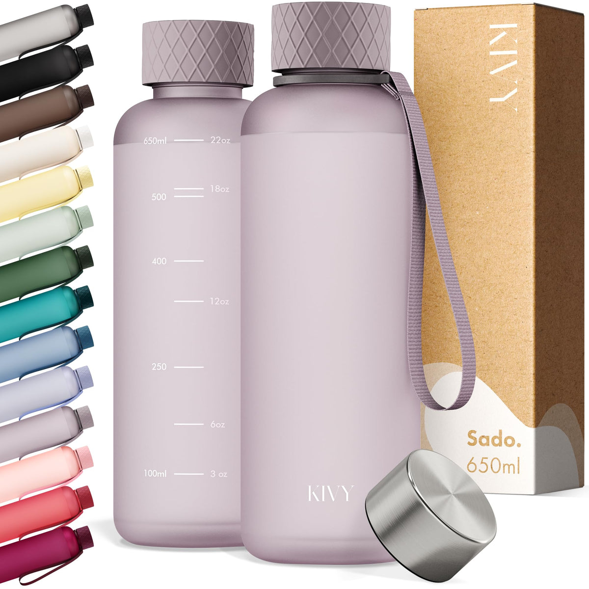 Slim Water Bottle 22oz Tritan (Purple Taupe / 22oz)