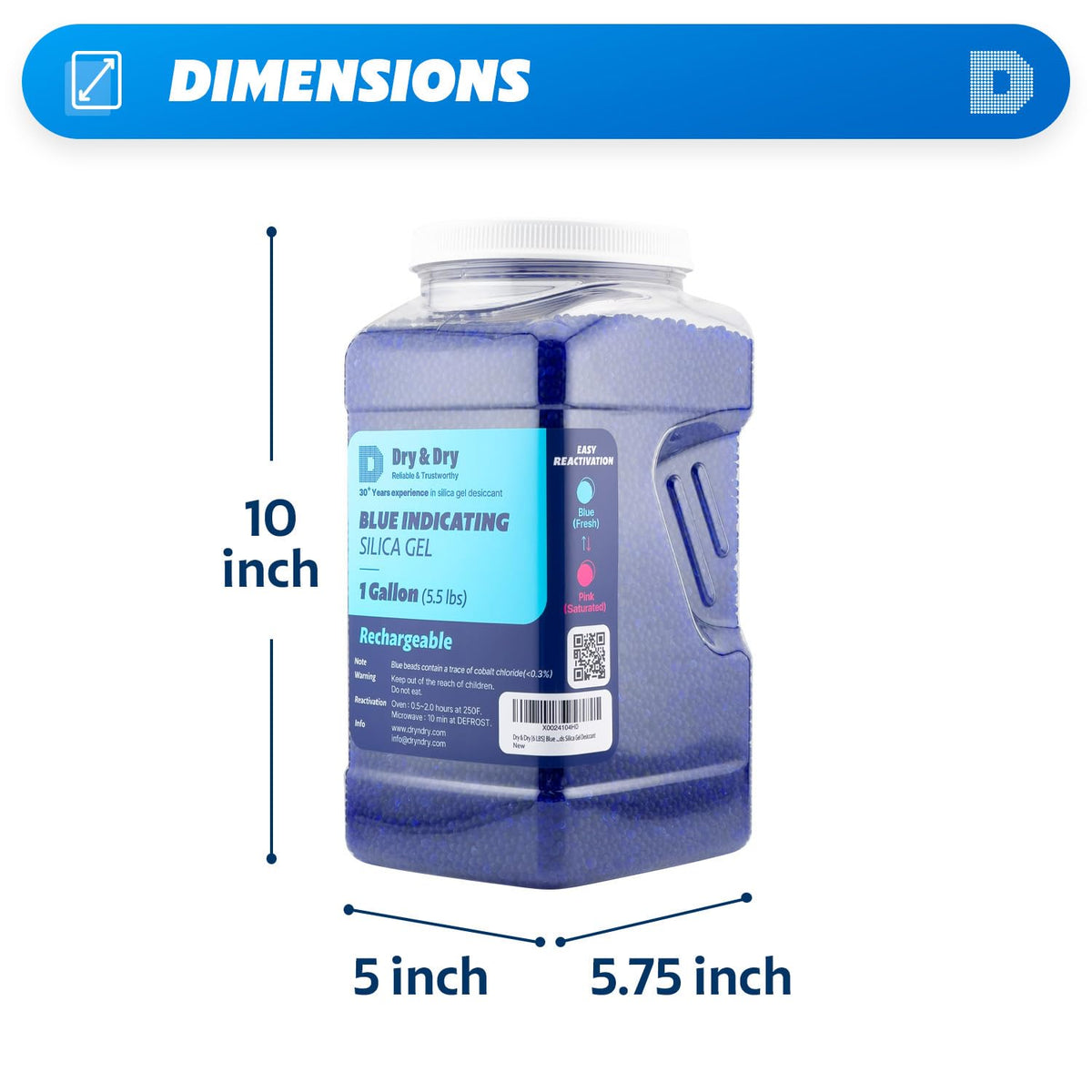 5.5 LBS] Blue Indicating Silica Gel Beads (Blue / 5.5 LBS)