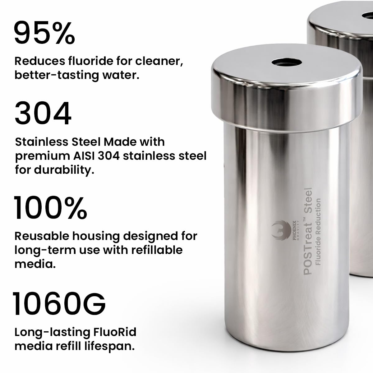 2.25G Water Filter System with Teak Stand & Fluoride Filter (2.25 gallons / Fluoride System with Wood Stand)