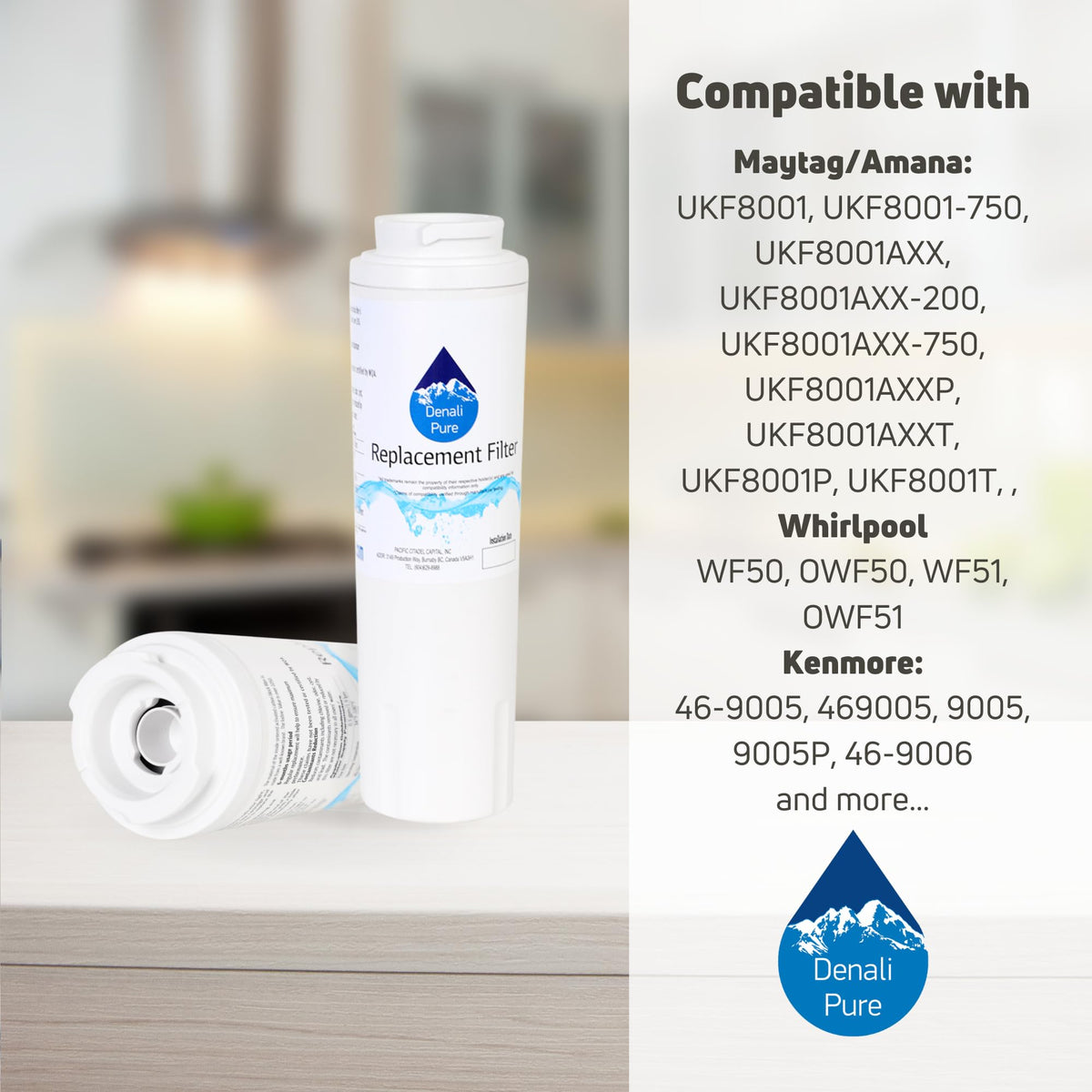 2 Pack Replacement for for KitchenAid KFIS20XVMS1 Refrigerator Water Filter
