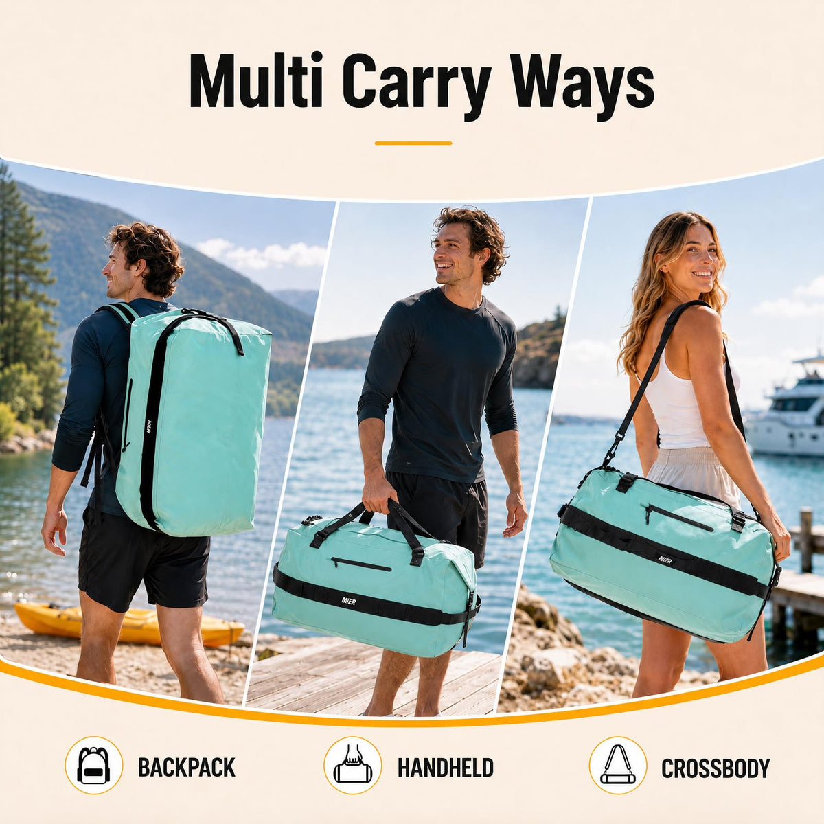 Large Waterproof Duffel Bag (Green / 80L)