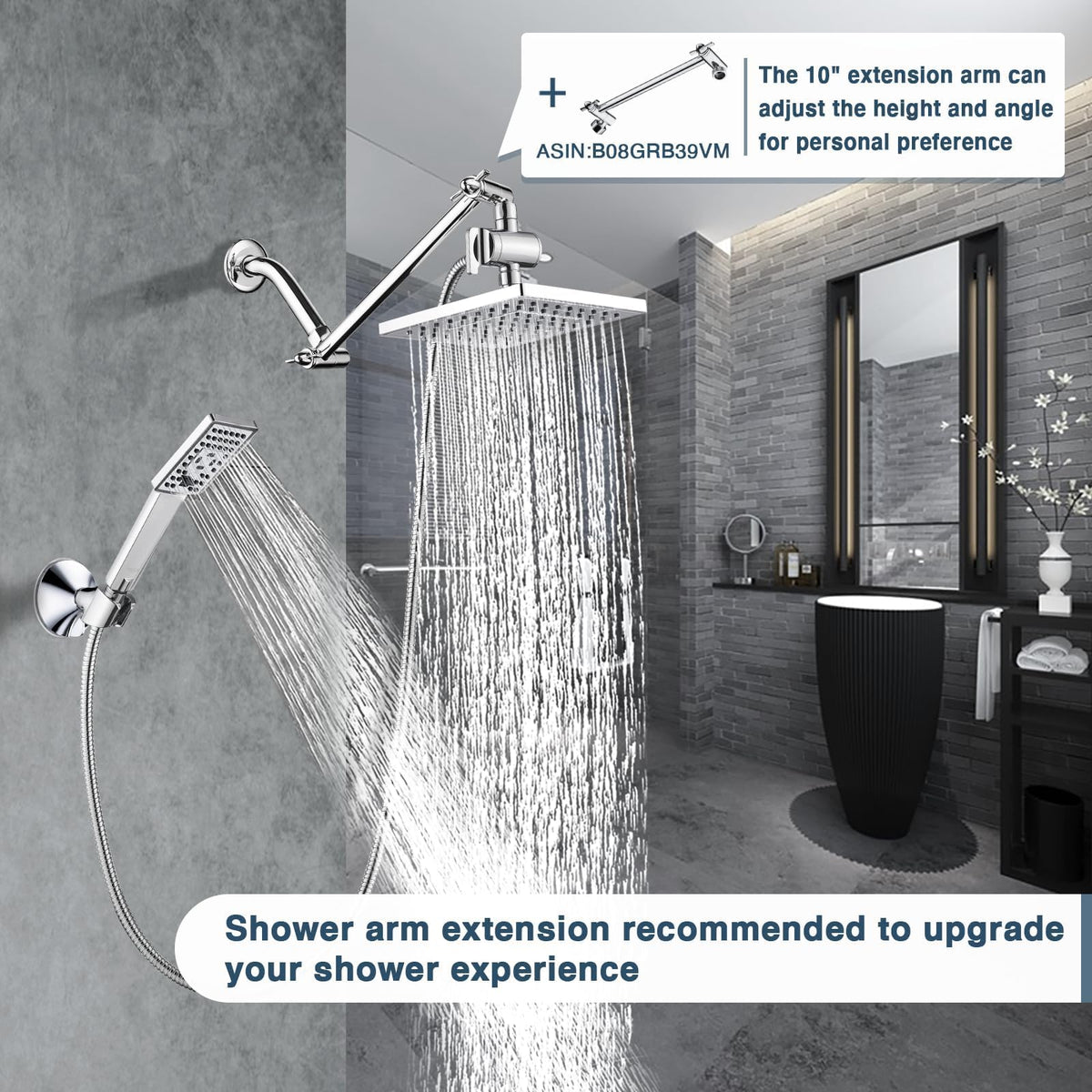 Rain Shower Head with Handheld Spray (Dual Shower Head / Chrome)