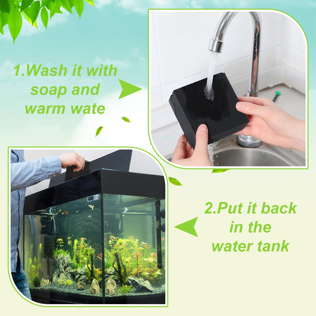 8 Pcs 4x4x2 Inch Carbon Filter Cube for Pond Horse Tank