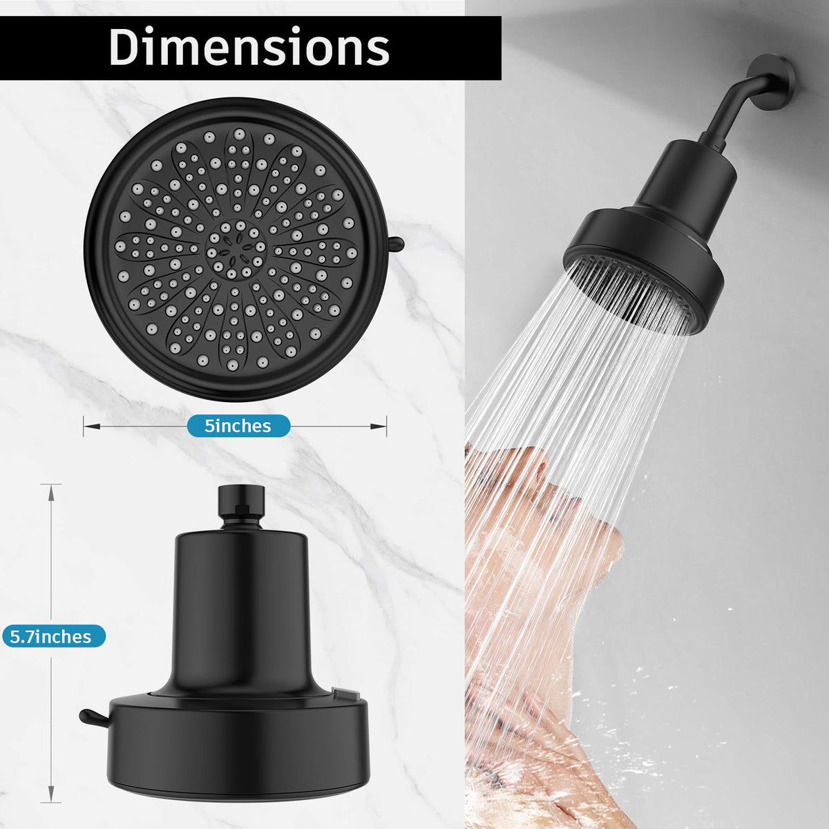 Filtered Shower Head (Black)