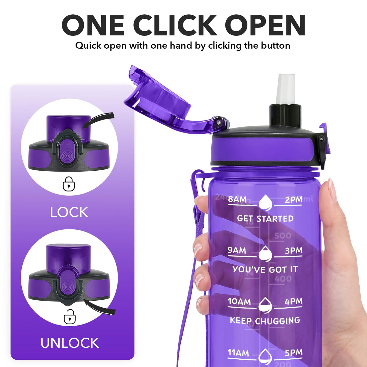 Water Bottle Leakproof BPA & Toxic Free (Jam / 24 Ounces)