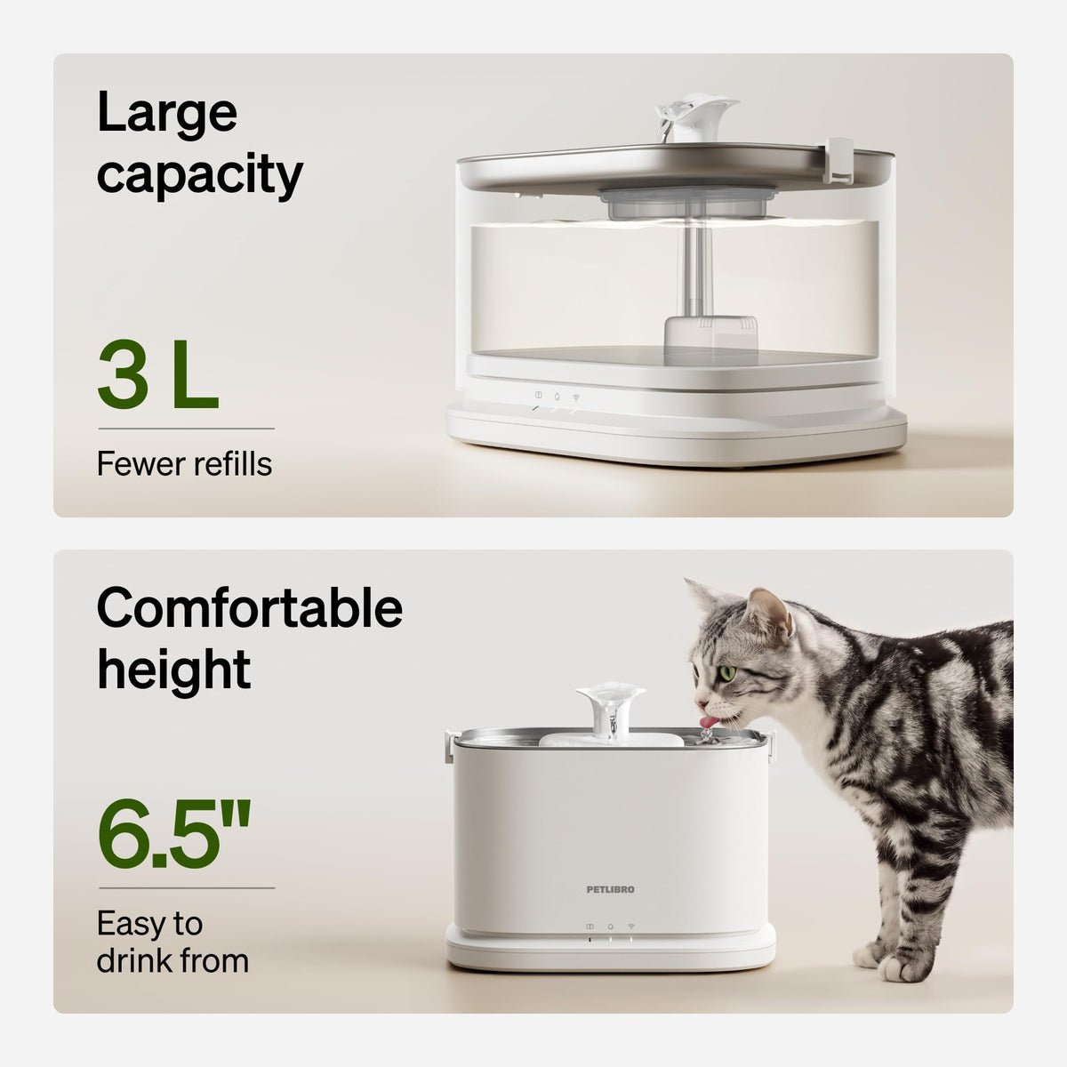 Upgrade Cat Water Fountain Stainless Steel Tray (White / Fountain)