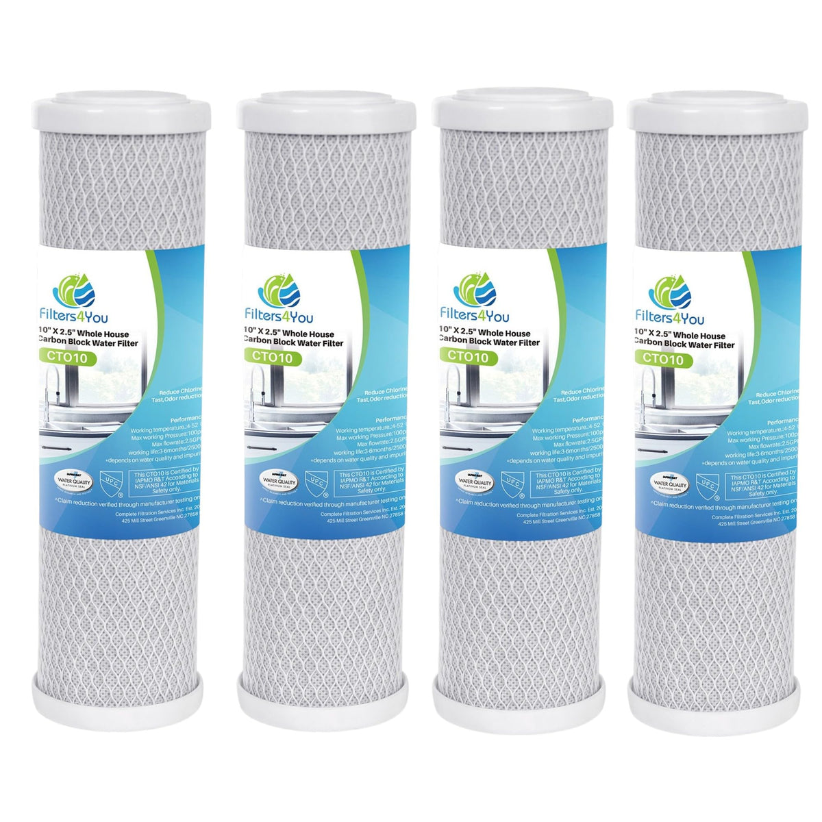 Carbon Block Filters Compatible with Flow (4 Count (Pack of 1))