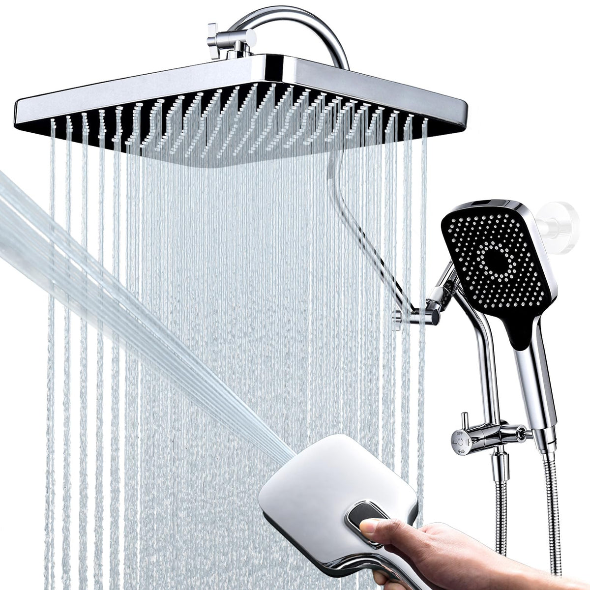 13 Inch Rainfall Shower Head with Handheld Combo (Chrome)