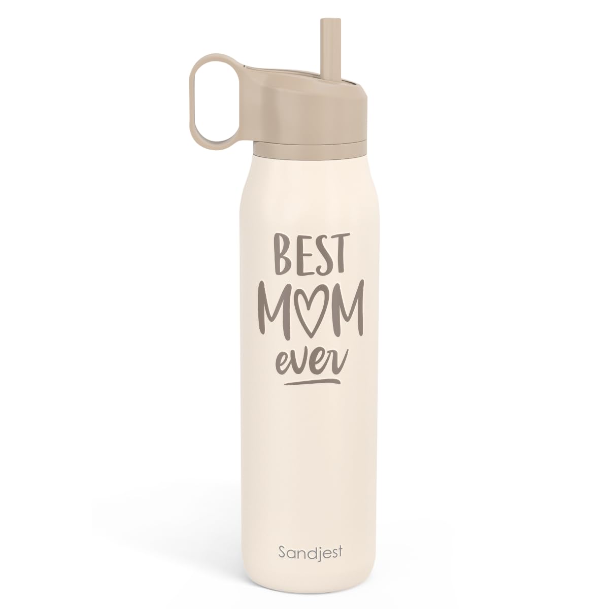 Best Mom Ever Water Bottle with Twist Lid Insulated Stainless Steel 20oz (Mom)
