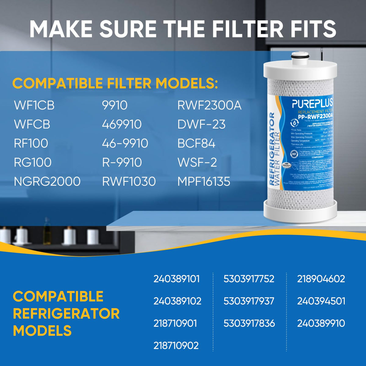 WF1CB Replacement for WFCB Refrigerator Water Filter 3Pack