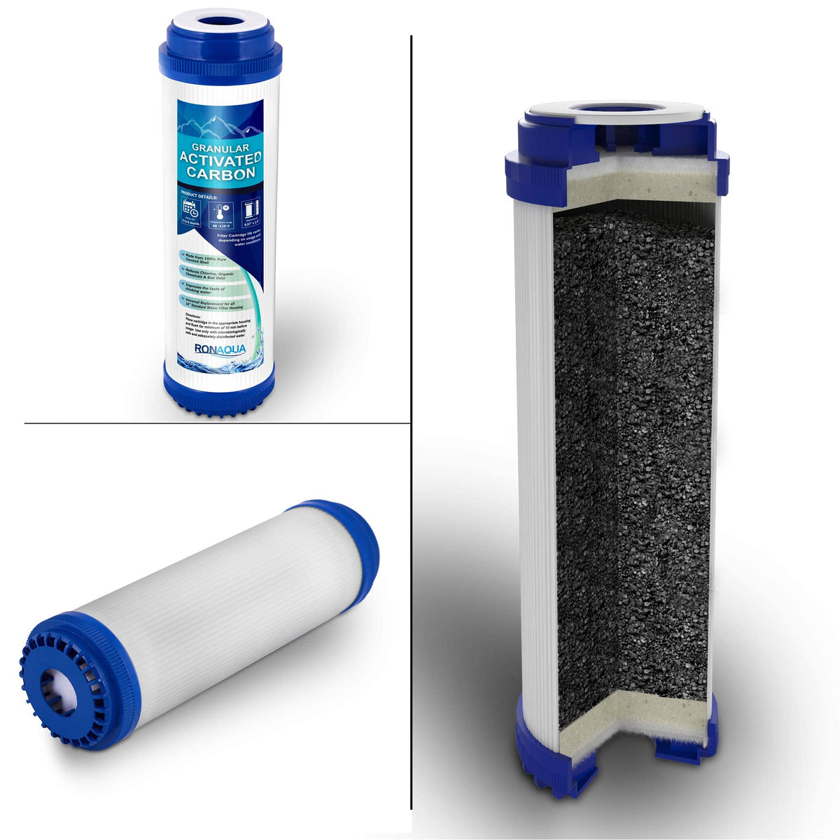 10 Inches Transparent Standard Whole House Water Filter System with Presser Relief Valve (Granular Activated Carbon Filter)
