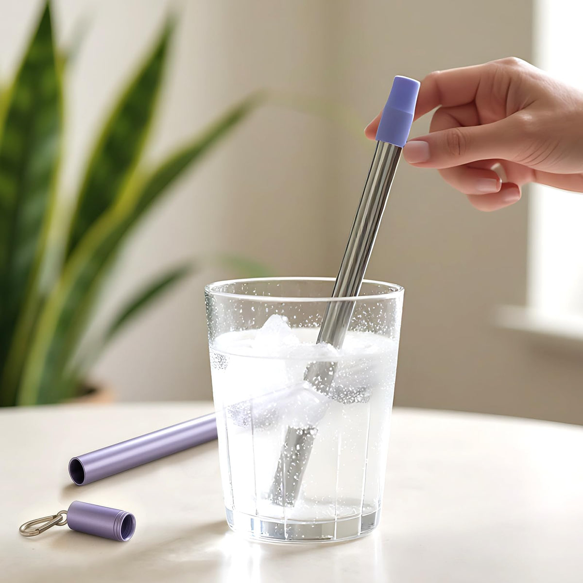 Stainless Steel Water Filter Straw (Navy Blue / 1 Pack)