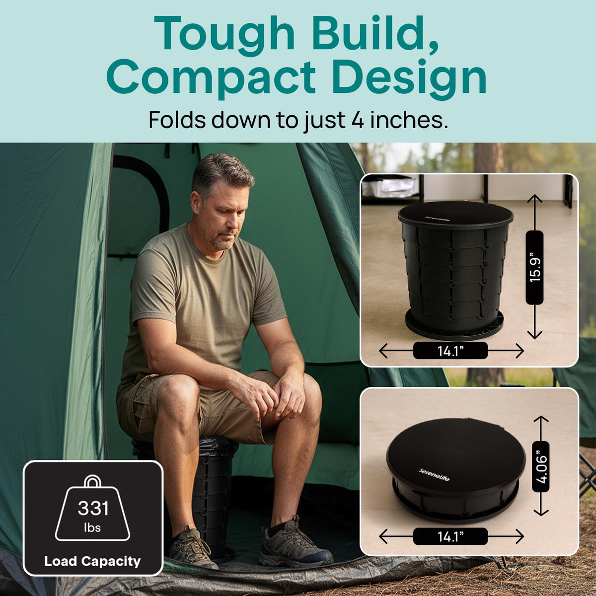 Portable Camping Toilet (Standard / Black)
