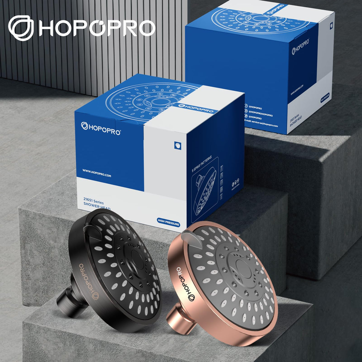 High Pressure Shower Head (4 Inch Modern / Rose Gold)
