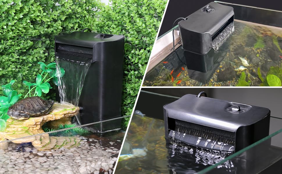 Turtle Tank Filter Aquarium Filter Power Adjustable 20 (Medium for 20-55 Gal)