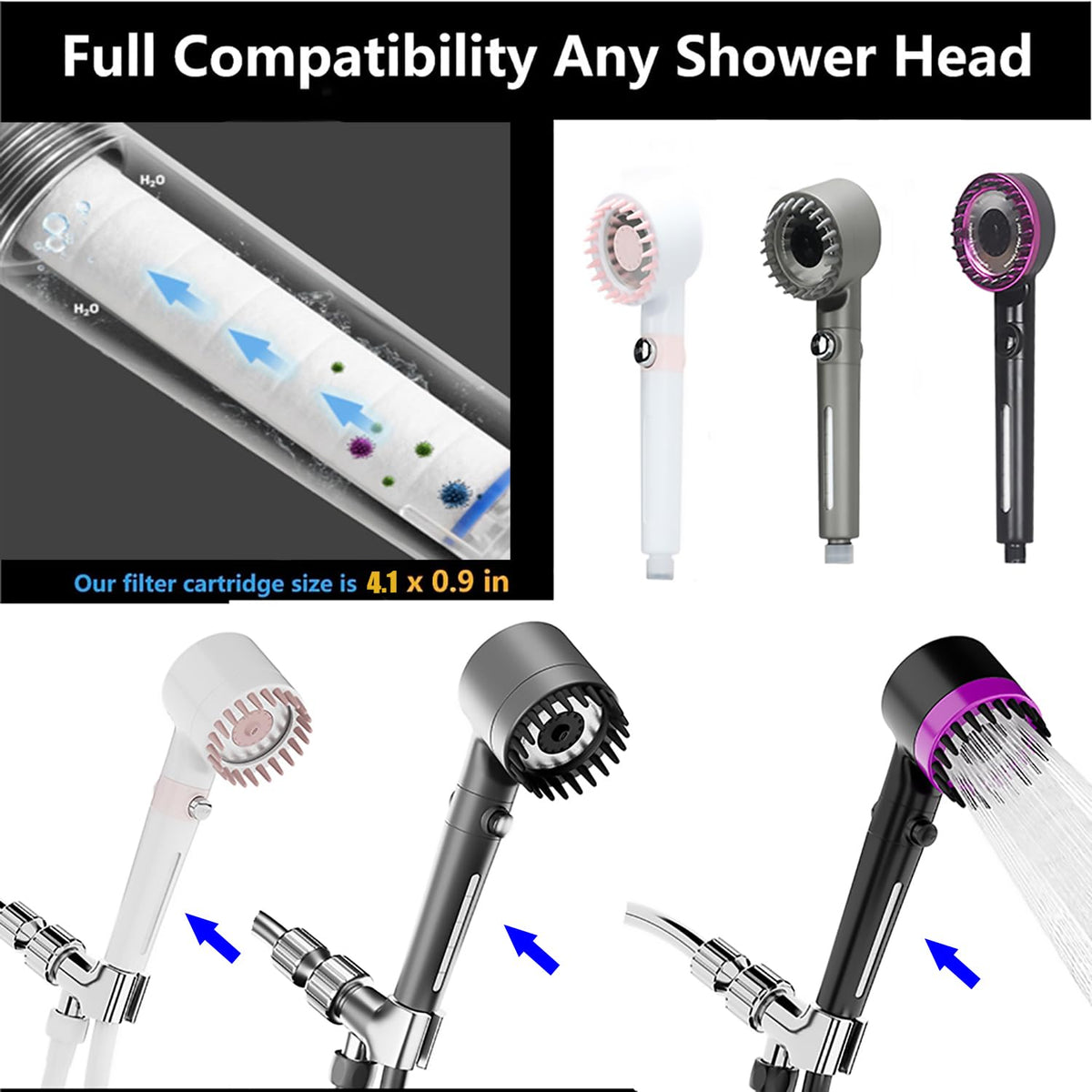 Shower Filter for Handheld Shower Head Shower Filter Replacement High Pressure Handheld Shower Heads Filter Set of 8 Replacement Filters for Hard Water Remove Chlorine and Harmful Substances