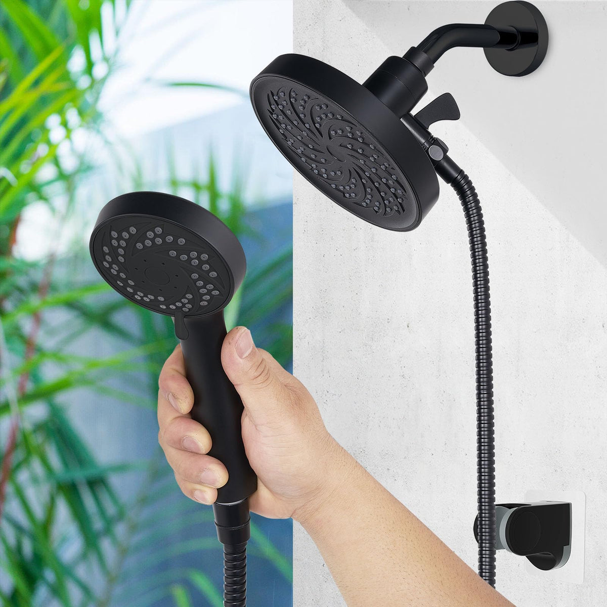 Rain Shower Head with Handheld (Matte Black)