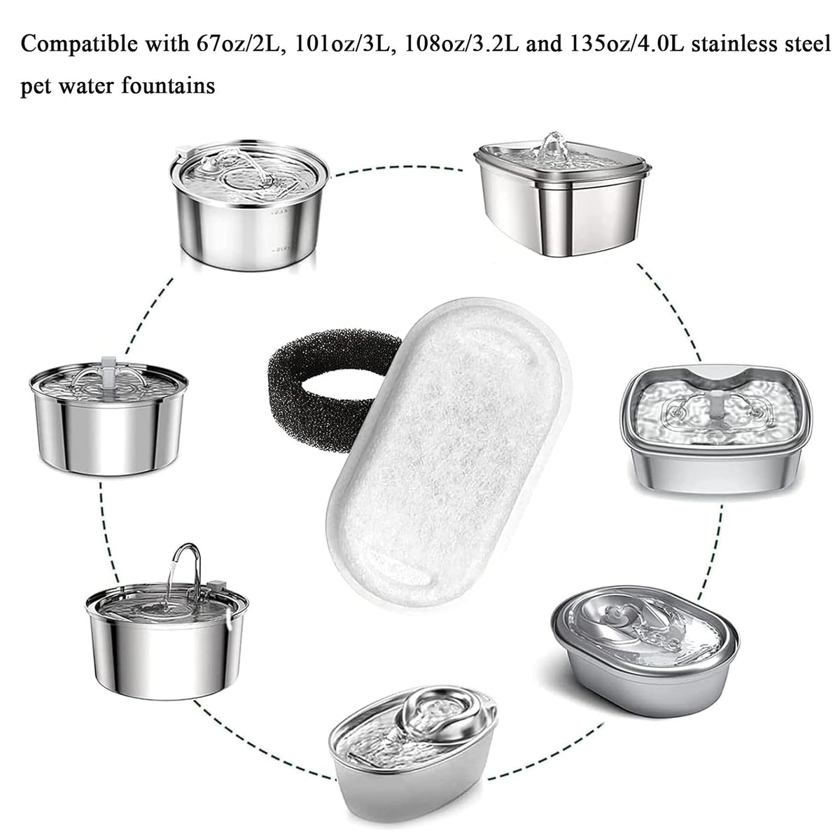 20Pcs Cat Water Fountain Filter (10 Filter+10 Sponges Type I)