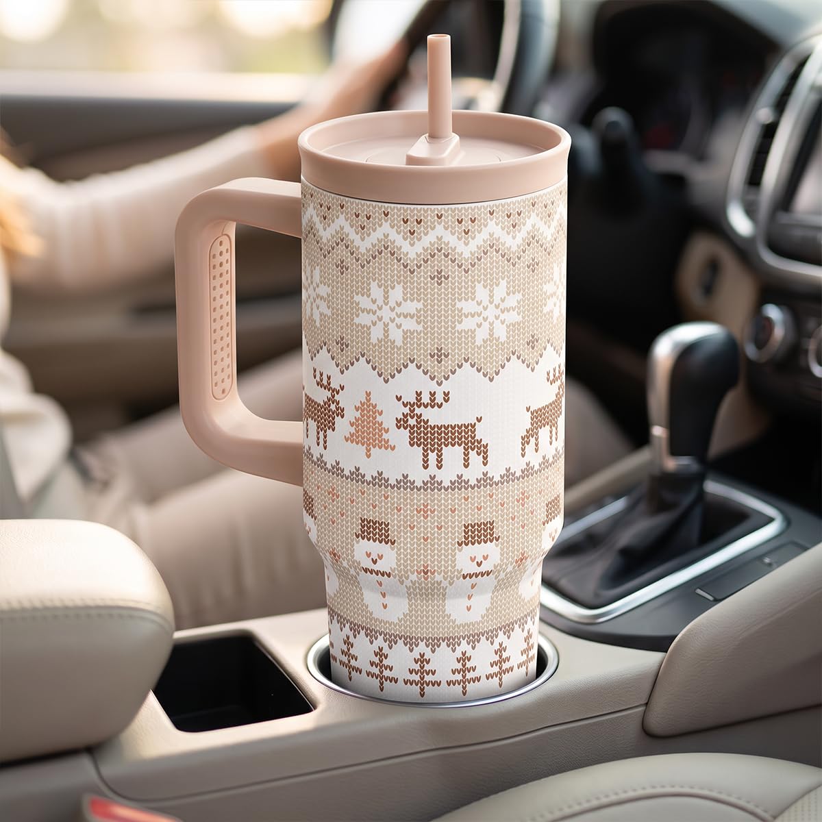 Holiday Season Stainless Steel Tumbler with Handle (Christmas)