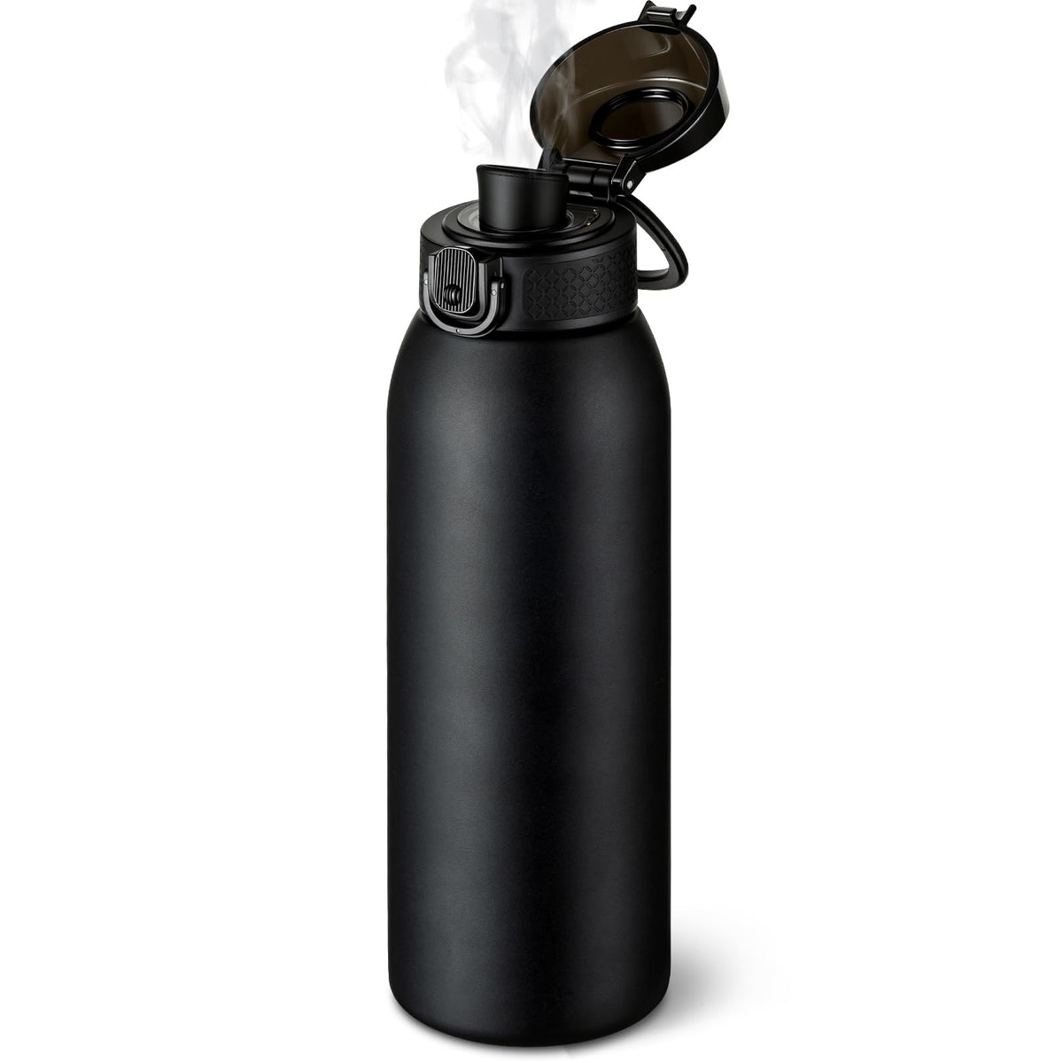 Insulated Water Bottle 24 oz with Dustproof Lid (Black / 24 Ounces)