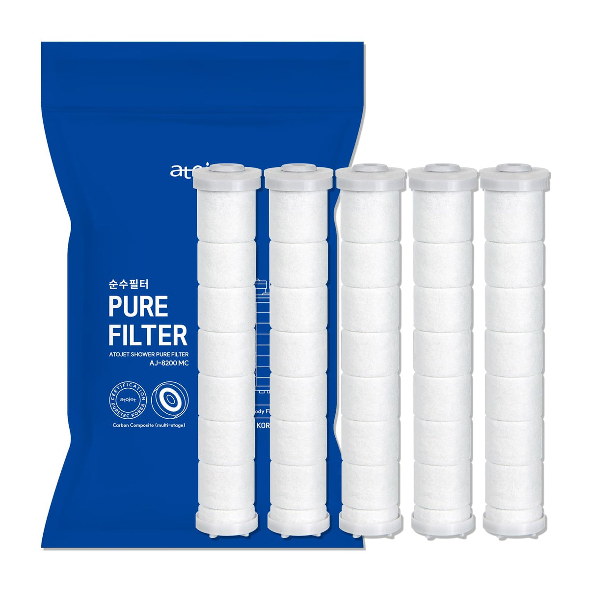 Showerhead Replacement Filters Inspired By Korea's Beauty Culture (Pure Carbon Filters (5 Pieces))