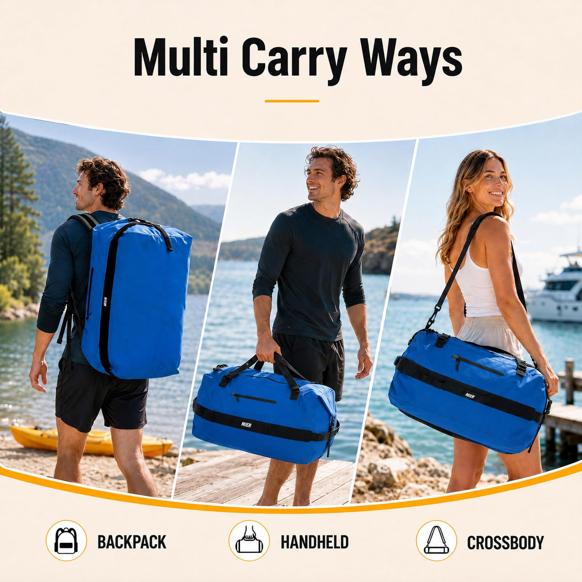 Large Waterproof Duffel Bag (Dark Blue / 80L)