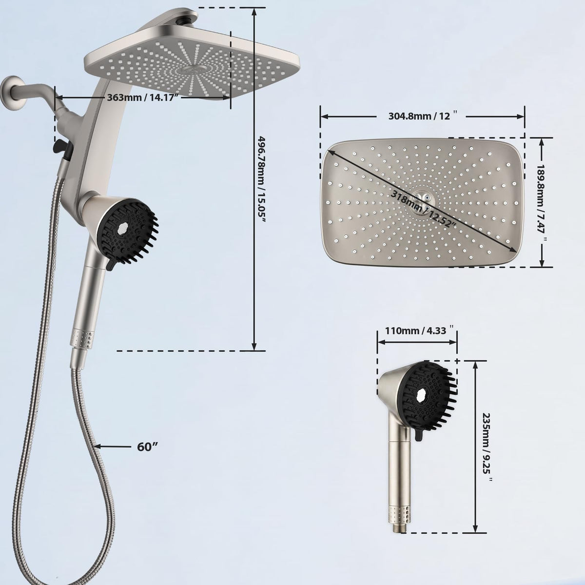 Shower Head with Handheld (Nickel)