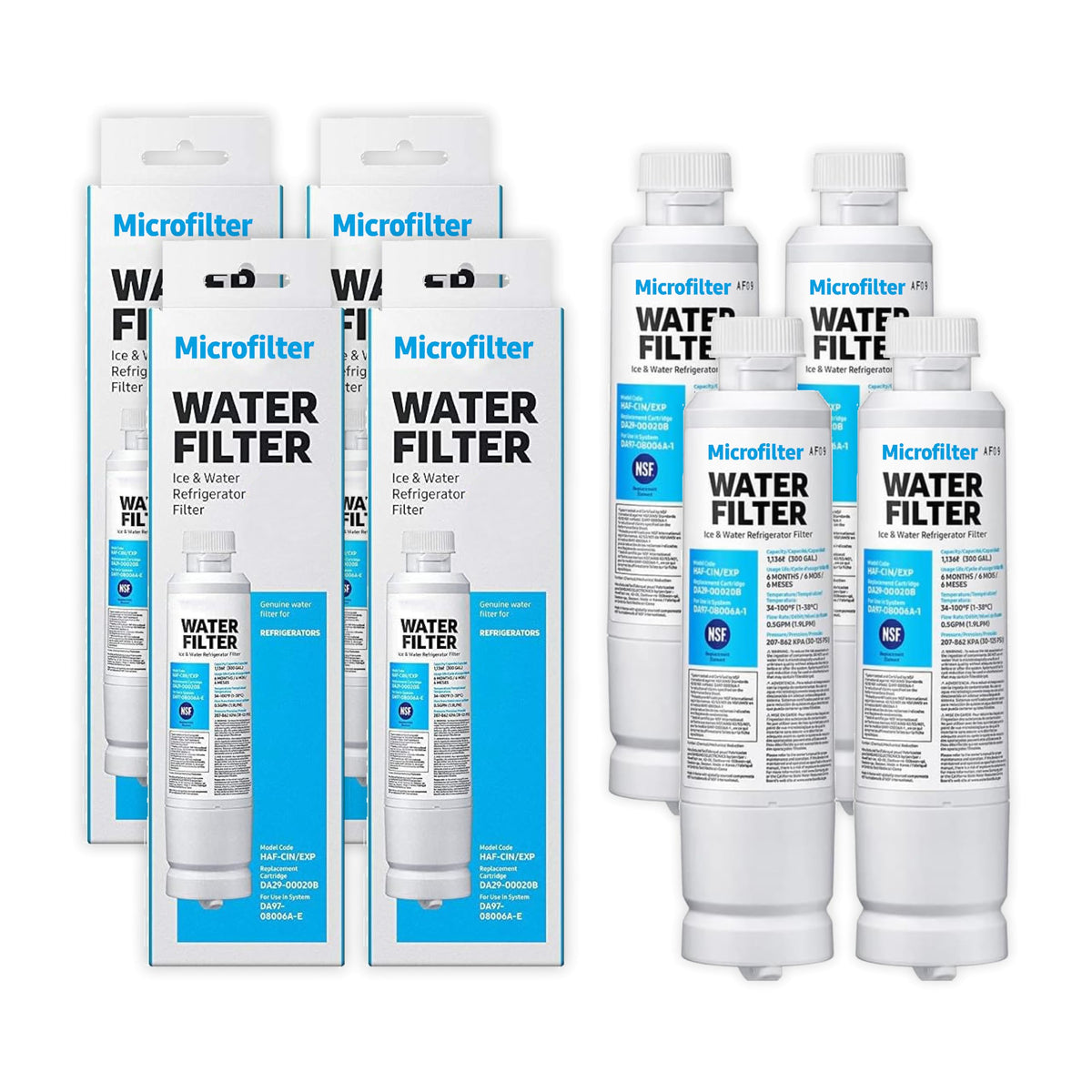 HAF-CIN/EXP DA29 Water Filter Replacement – Compatible with DA29-00020B – Carbon Block 99% Contaminant Reduction – Fresh Water & Ice – 24 Month Life 4 PACK (HAF-CIN)