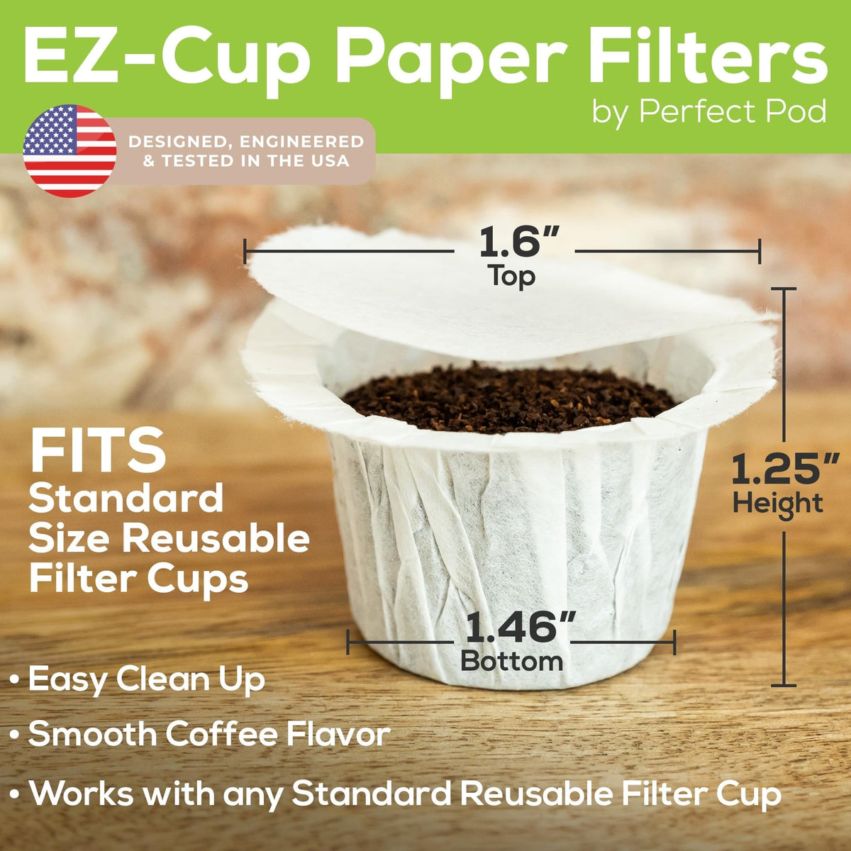 EZ Cup Paper Filters with Lid for Reusable Coffee Pods