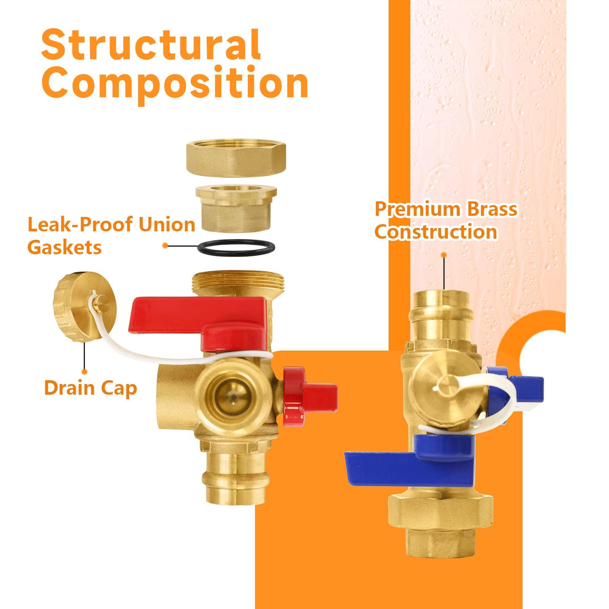 1PC HeSun 3 4" Press Tankless Water Heater Service Valve Kit (3/4"FIP x 3/4"PRESS)
