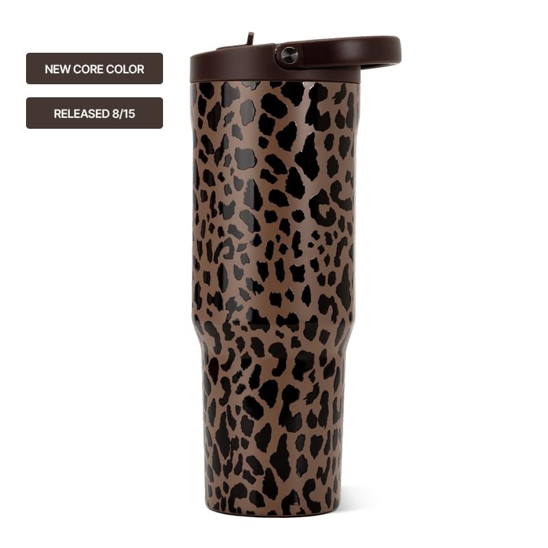 Sport 32 oz Insulated Stainless Steel Water Bottle (Brown Leopard / 32 Ounces)