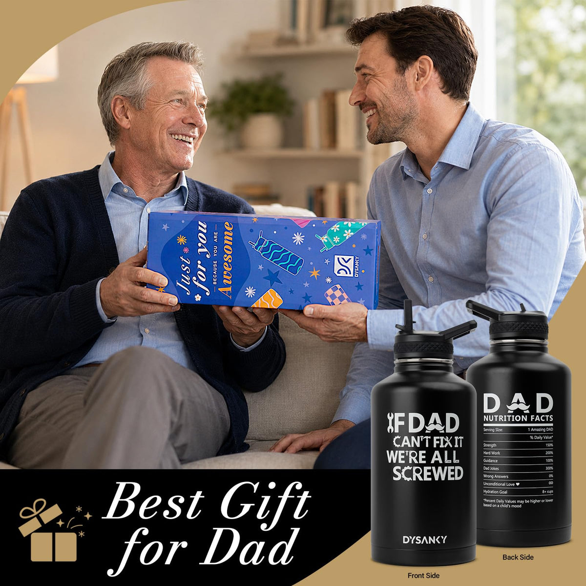 Insulated Water Bottle w (Fathers' Gift / 64 Ounces)