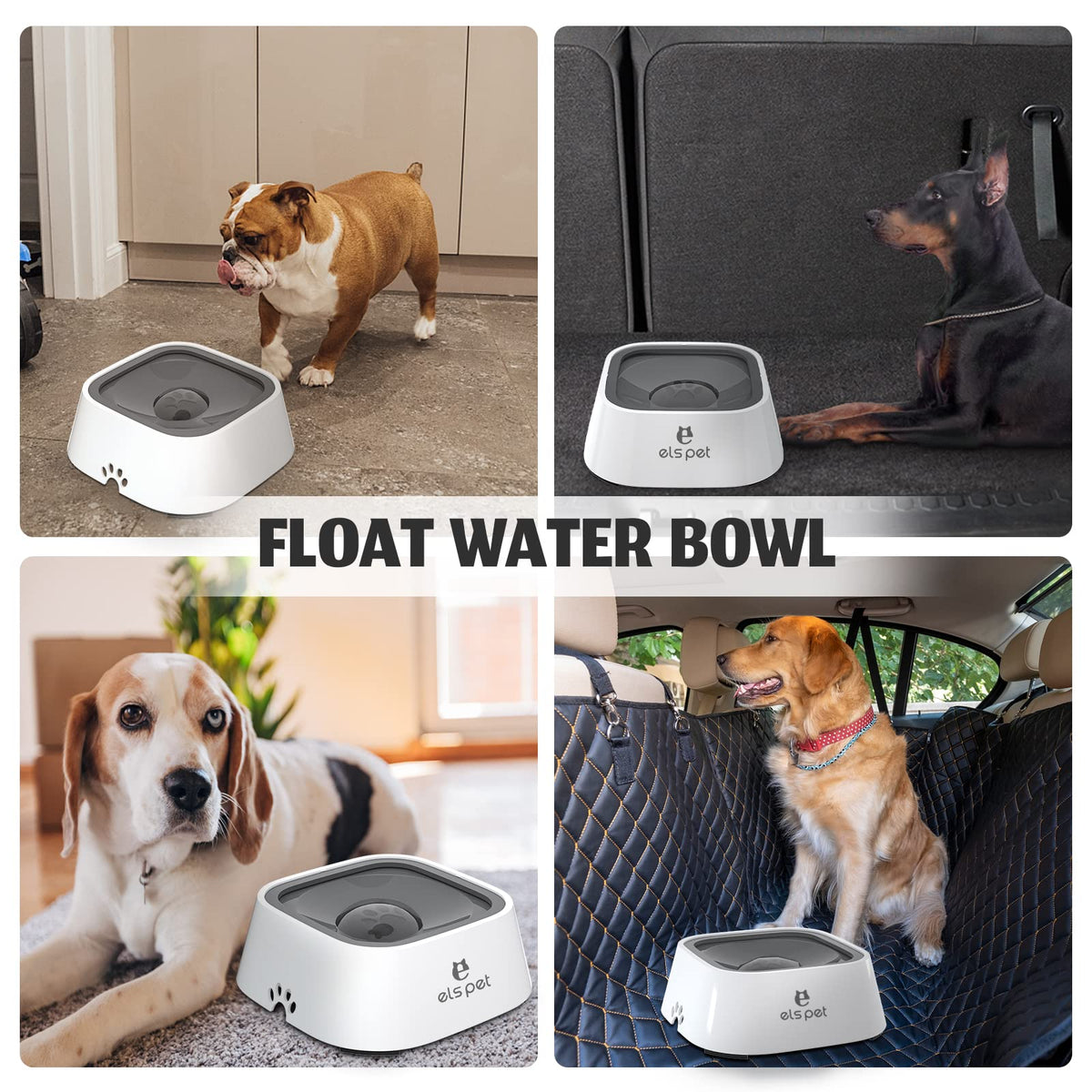 Travel Bowl 35oz 1L No Spill Dog Cat Bowl Anti Slip Water Dispenser (1L / Grey)