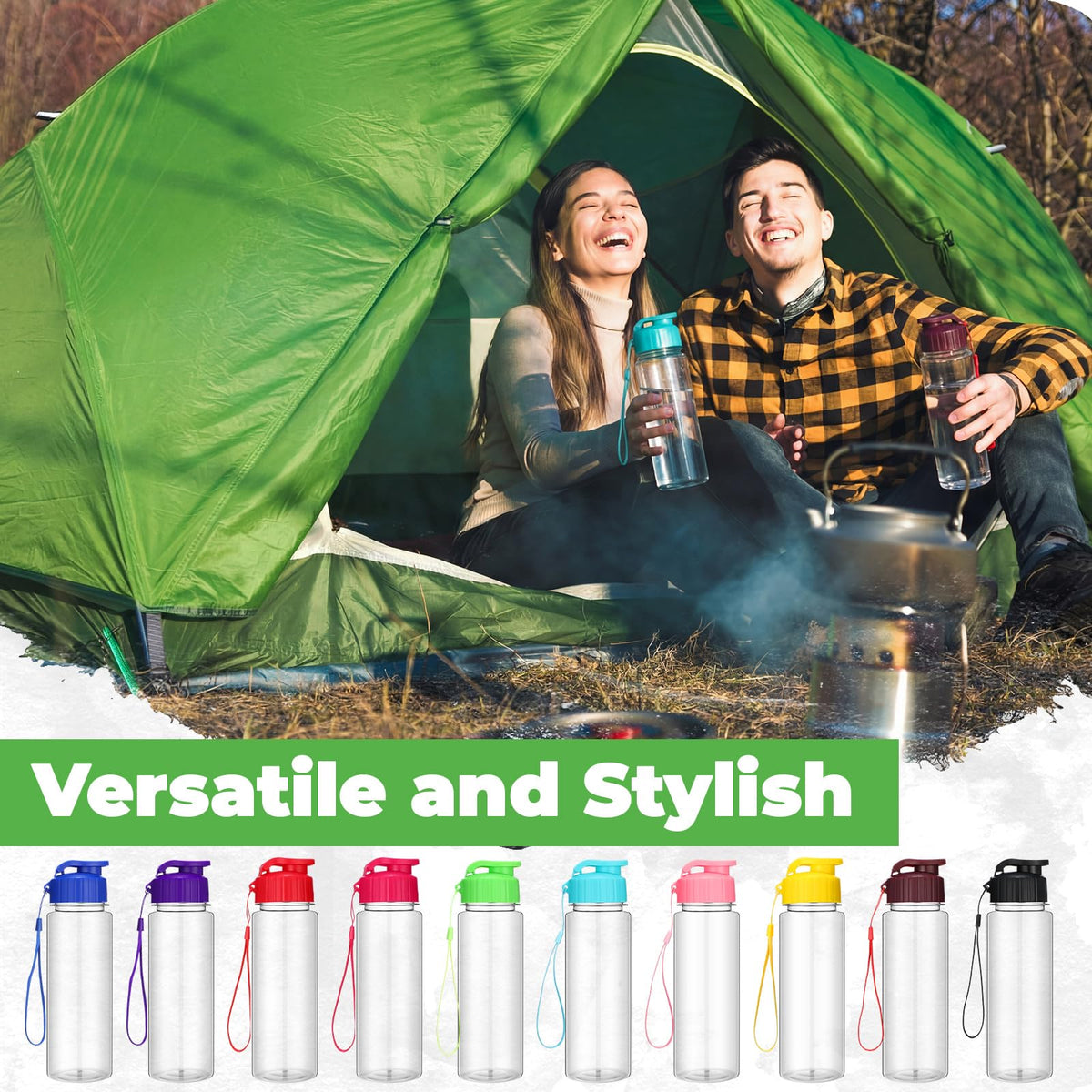 72 Pcs Plastic Water Bottles Bulk 17 oz (Clear,Multicolor)