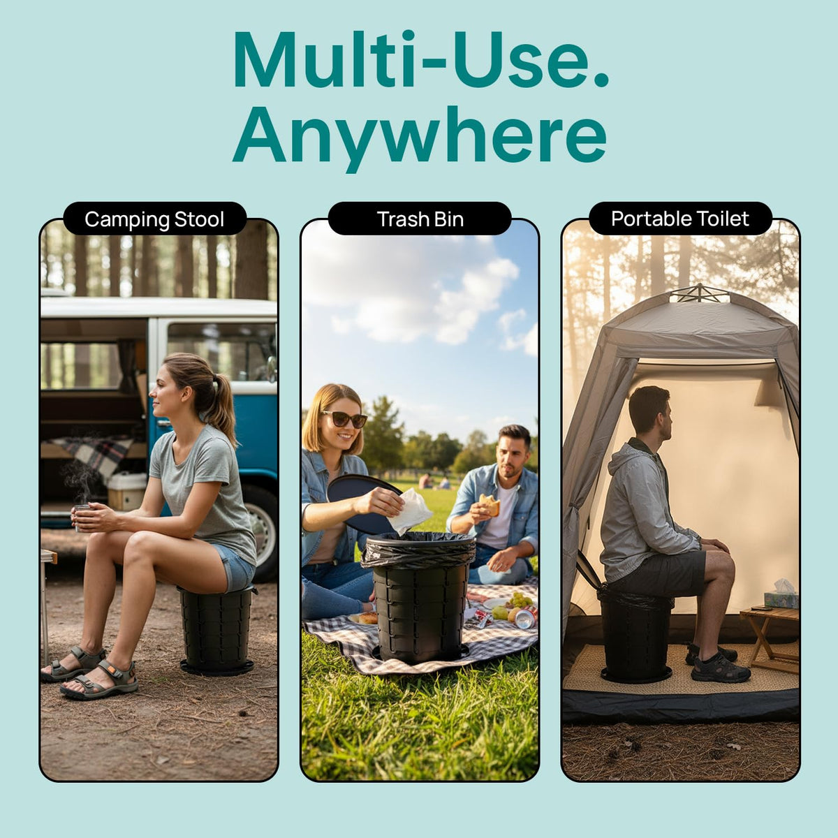 Portable Camping Toilet (Standard / Black)