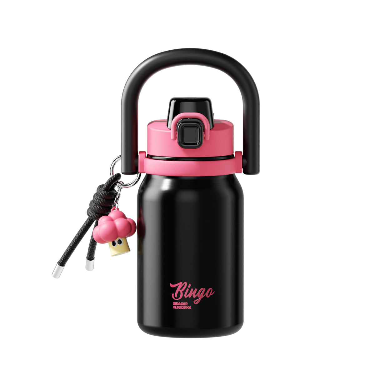 32 oz Leak proof Insulated Water Bottle with Straw & Handle Black (Black)
