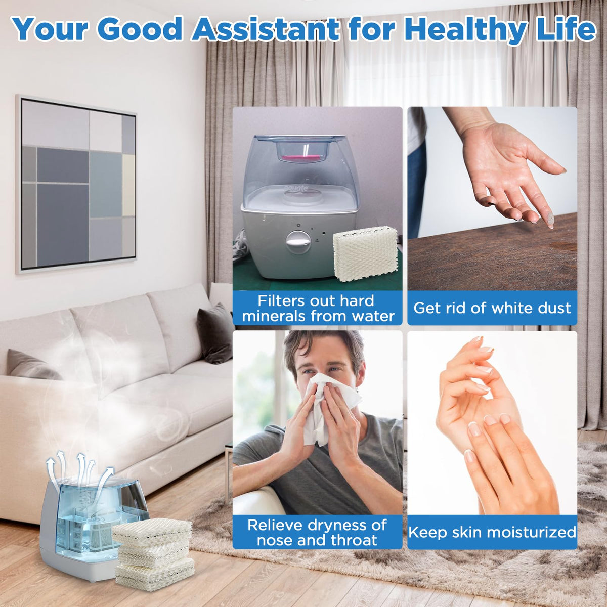Wf813 Eqwf813 Humidifier Filters Replacement for Equate Eqwf813 Eq (4-Pack)