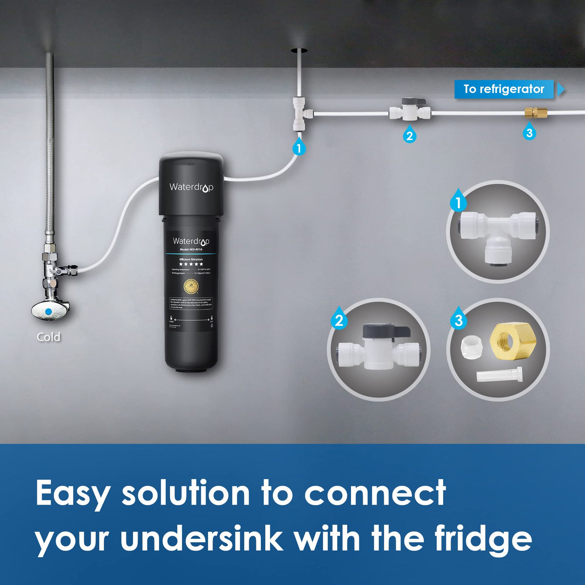 KITB 1 4" Water Line Connection Kit for Waterdrop 10